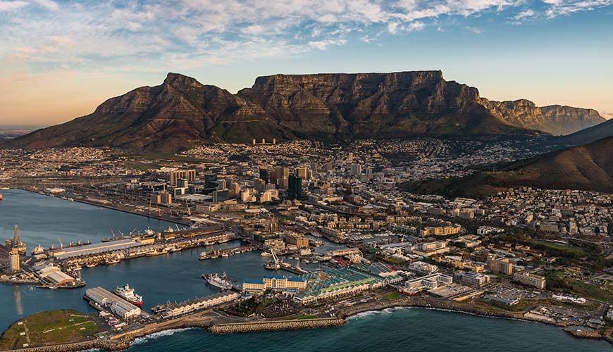 ariel view of cape town table mountain
