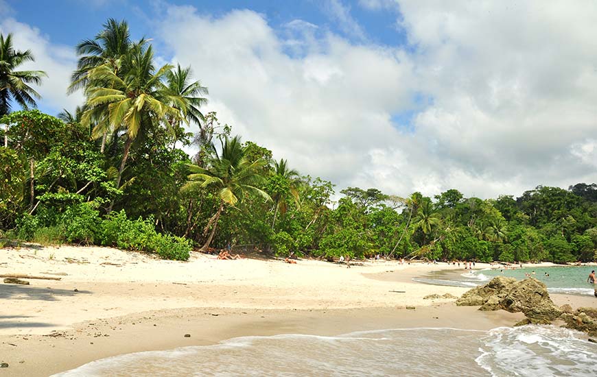 paradise beach with white sand and forest in manuel antionio national park beach