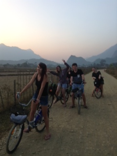 Cycling at Sunset in Laos