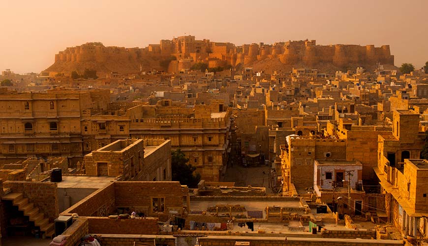 a view of the golden fort in jaisalmer on a group tour to india