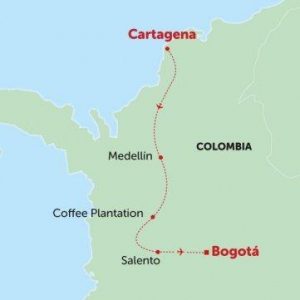 map of group tour to colombia called colombia express