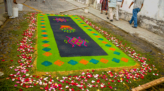 colourful sawdust carpets for easter in brazil