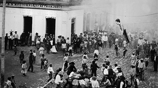 Black and white old photo of bizarre easter traditions in Brazil