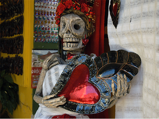 Skeleton market display in Oaxaca