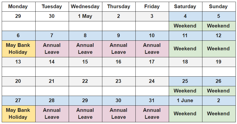 Best time to take annual leave in May