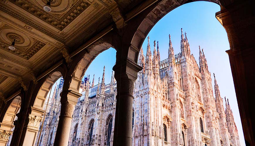 Looking at the Duomo of Milan in Italy