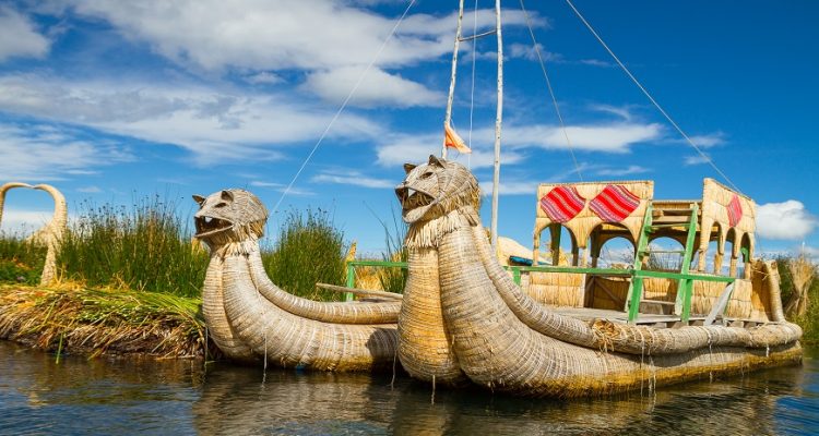 Traditional reed boats on Lake titicaca