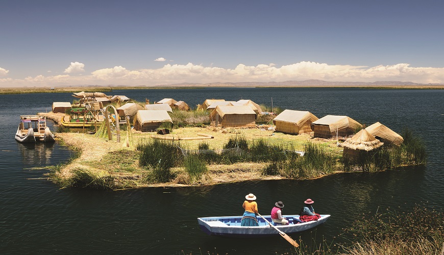 Aerial view of Lake Titicaca