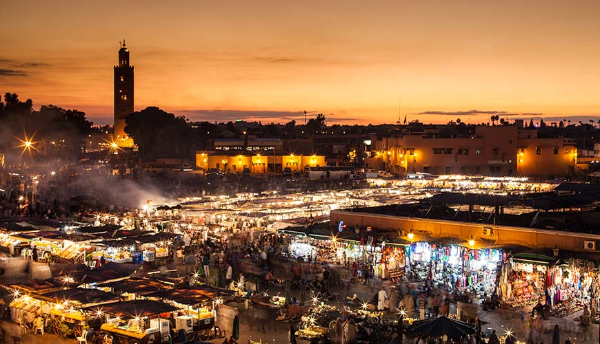 the famous djmaa el fna in the evening hours, a paradise for hagglers