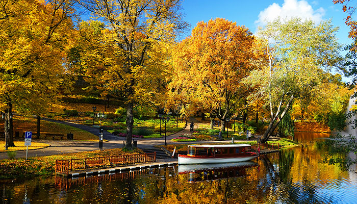 Riga city park in autumn