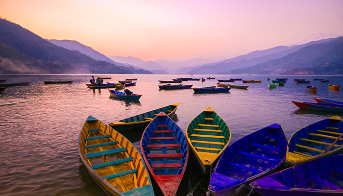 View over lake in Pokhara, Nepal