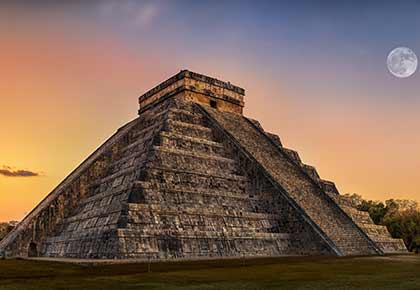Chichen Itza ruins in Yucatan state of Mexico and one of the most renowned archeological sites of the country