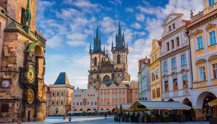 Architecture at the Old City square in Prague