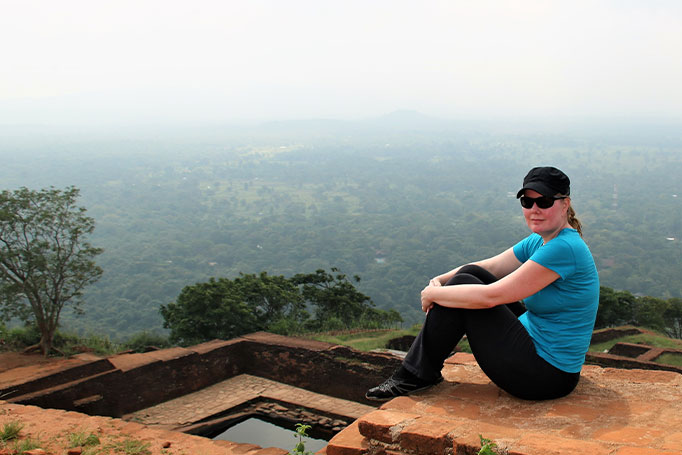 Sitting atop Sigiriya Rock in Sri Lanka