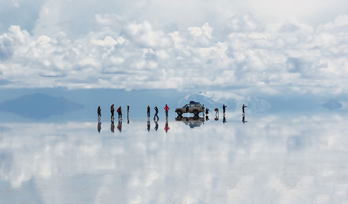The Salt Flats in Bolovia after rain in December