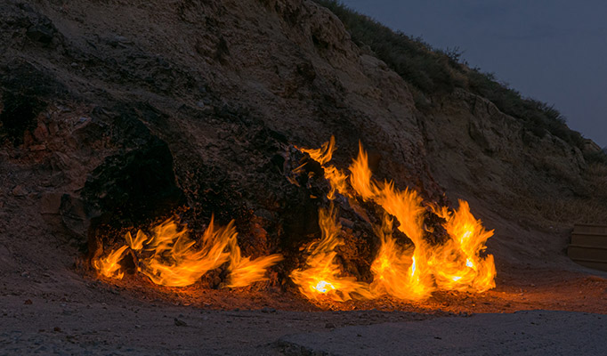 Yanar Dag or "The Burning Mountain" in Azerbaijan