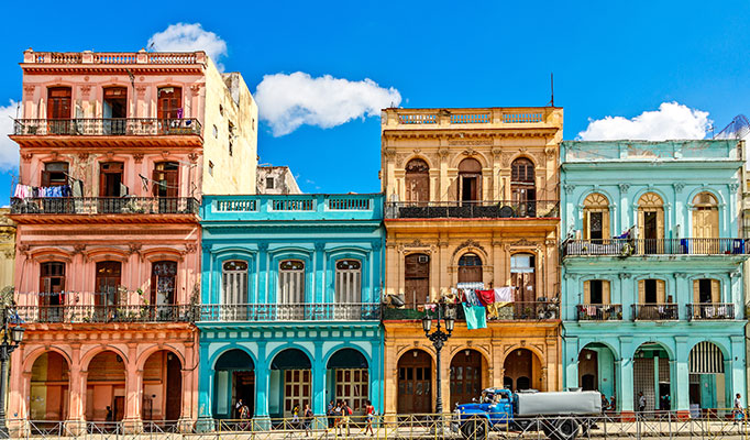 Old buildings in Havana Cuba on a sunny day