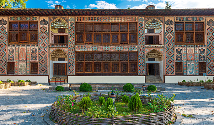 The colourful summer residence of Shaki Khans in Sheki, Azerbaijan