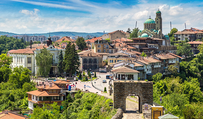 The small town Veliko Tarnovo in Bulgaria, it's one of the best places to go on holiday in July