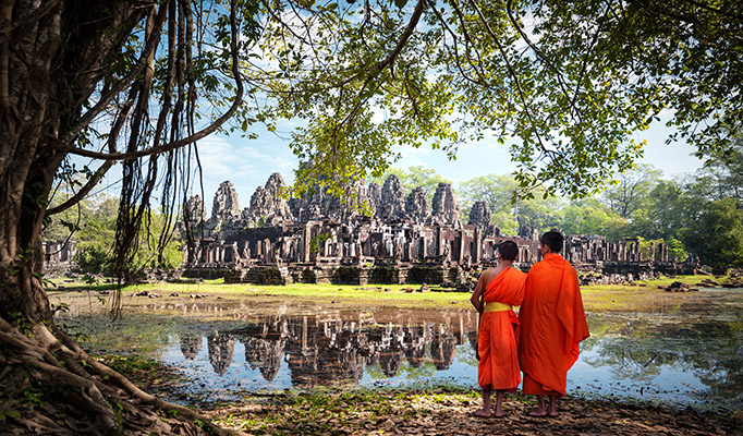 One of the many temples of Angkor Wat, Cambodia is one of the best places to visit in August