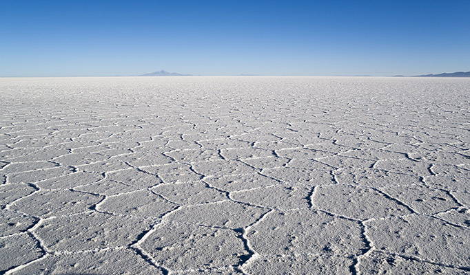 The endless Uyuni Salt Flats in Bolivia during dry season