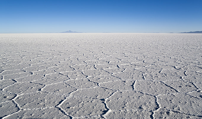 The endless Uyuni Salt Flats in Bolivia during dry season