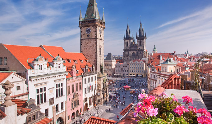 Skyline of Prague in spring