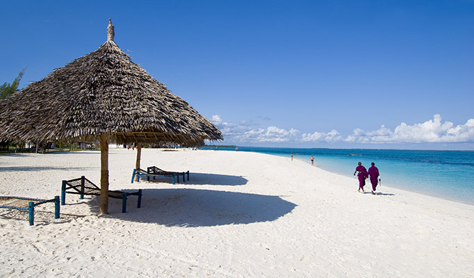 The beautiful white sand beaches of Zanzibar in Tanzania is one of the best places to visit in July