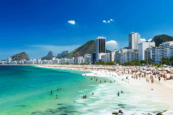 Copacabana Beach, Rio de Janeiro famous beach in Rio de Janeiro in Brazil