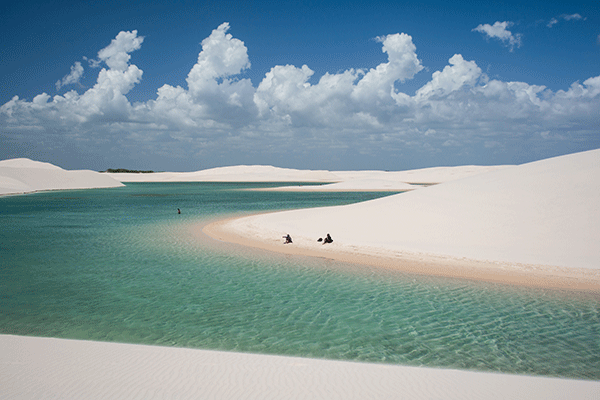 best beach in Brazil rainwater collecting in sand dunes