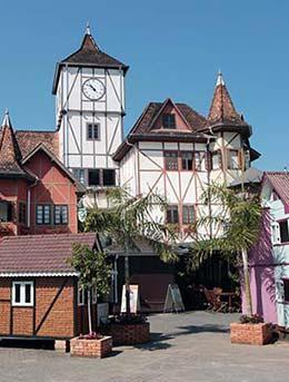 Bavarian buildings in German town bluemenau brazil for oktobergest