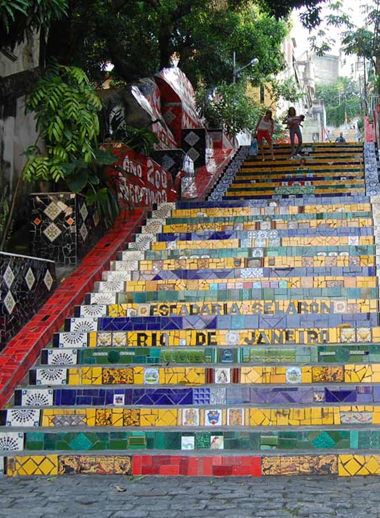 Selaron Steps in Santa Teresa santa teresa has to be one of the coolest neighbourbhoods to visit in rio's city, with it home to the lapa steps and the ever present vintage trams that roam through rio de janeiro
