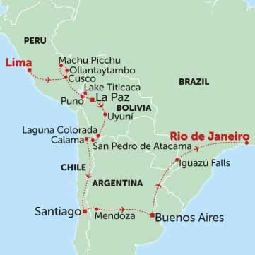 travel on and incredible adventure through south america with our 'south america express' holiday trip