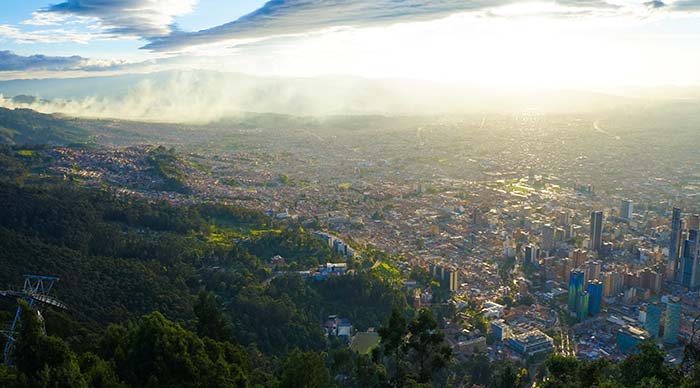 Bogota, Colombia skyline view and landscape of Bogota Colombias main airport destination