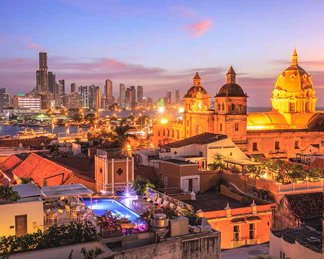 Travel in Cartagena and visit various landmarks in the historic centro area rich in culture