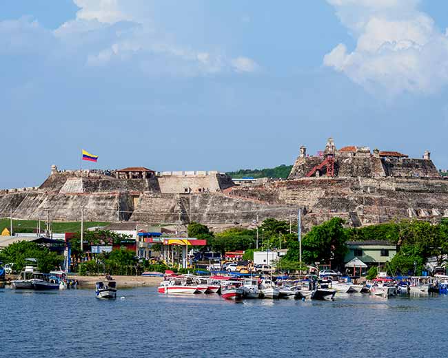san felipe de barajas castle in cartagena is a poplar landmark for holiday makers and tourists on trips in colombia