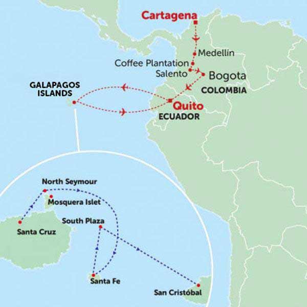 Colombia and galapagos holiday package trip in south america