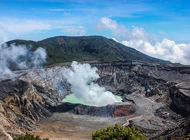 Volcanic crater in Poas Volcano in Costa Rica, Central America