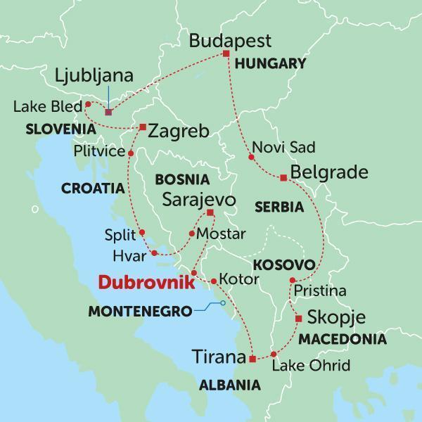 Image showing the map of the Croatia and Balkans tour