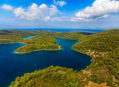 An aerial view of Mljet National Park in Croatia