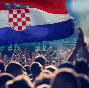 Football fans celebrate the World Cup Croatia win