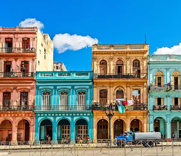 colourful buildings on the streets of old havana cuba