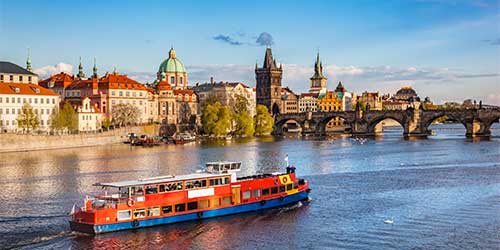 Prague River Cruise Image showing a river cruise in Prague