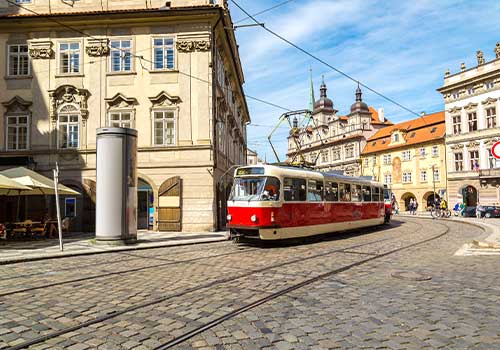 Travelling in Prague by tram image Prague with the tram