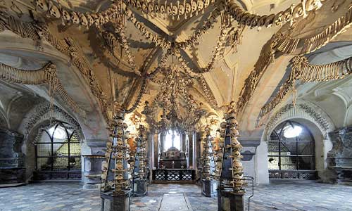 Sedlec Ossuary image showing the bone church in Kutna Hora Prague