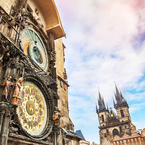 The Astronomical Clock in the Old Town of Prague image showing the Astronomical Clock in Prague