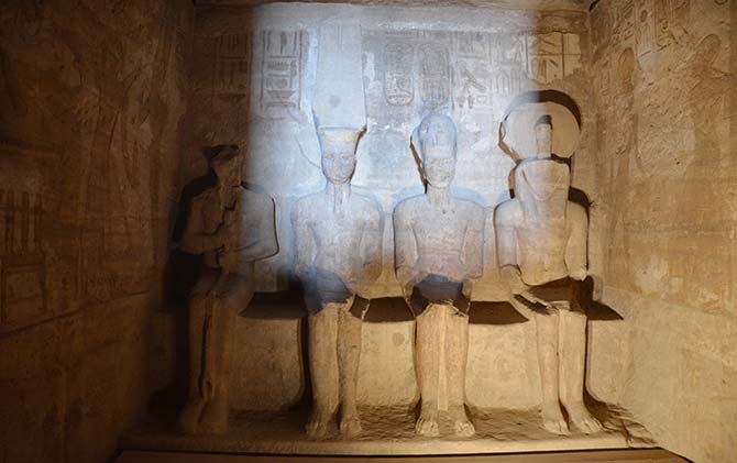 Abu Simbel, The Sun Festival statues at abu simbel in egypt for the sun festival
