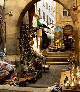 Street market in Egypt souvenirs and gifts in markets in the old town of cairo in egypt