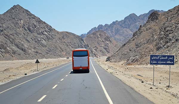 Travelling by bus in Egypt travelling by bus in egypt through desert rock plains