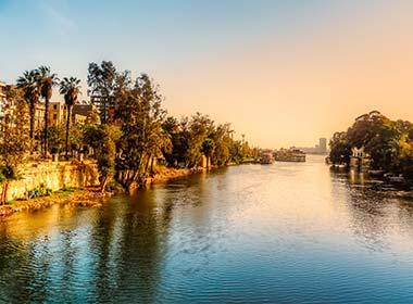 the river nile at sunset on an egypt trip